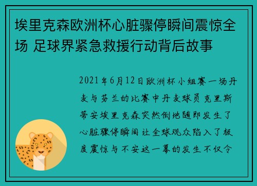 埃里克森欧洲杯心脏骤停瞬间震惊全场 足球界紧急救援行动背后故事
